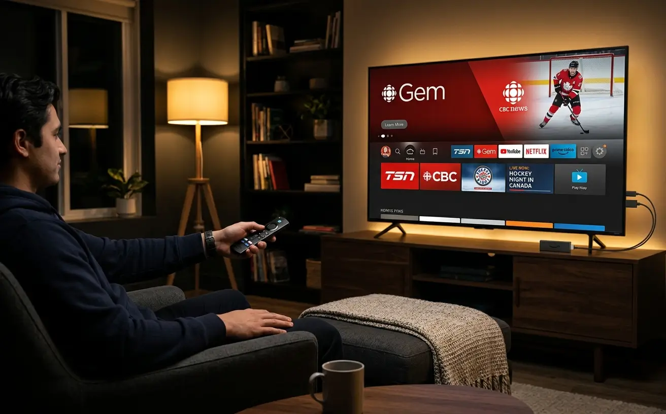 Canadian IPTV Service Firestick Setup Canadian IPTV service setup on Firestick showing TSN and CBC channels