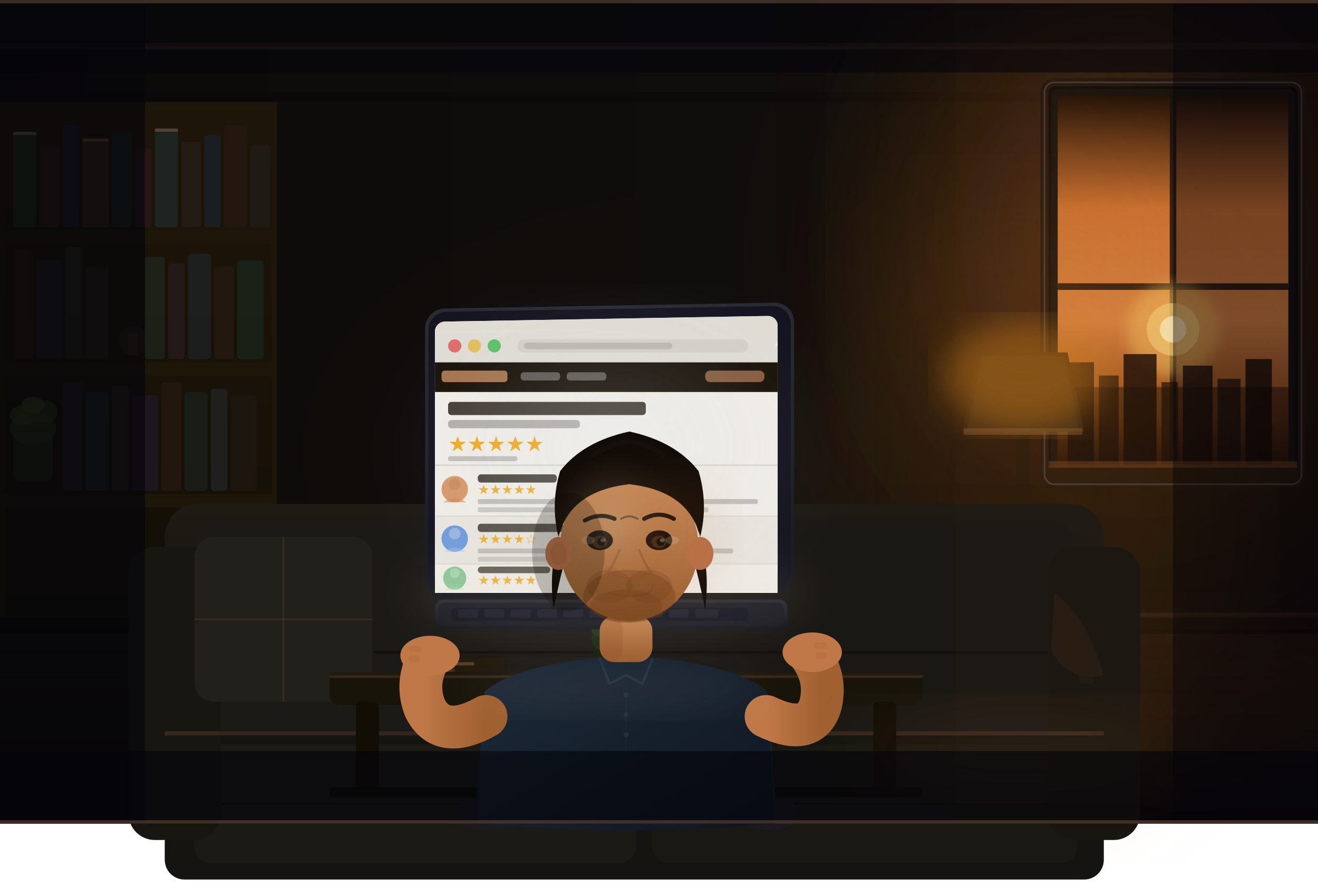Canadian man reading best IPTV Canada Trustpilot reviews on laptop