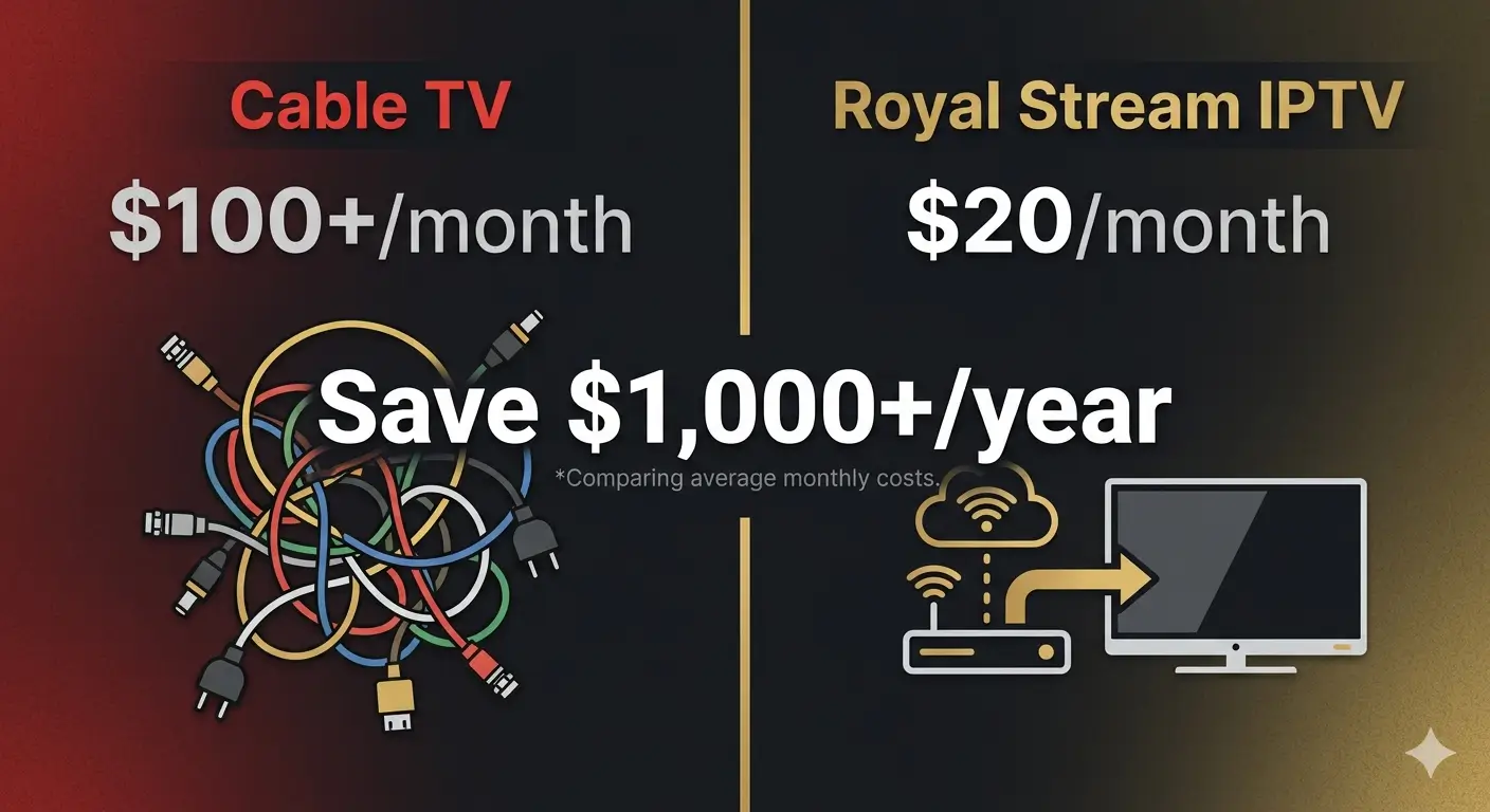 IPTV Canada cost vs cable TV — save over $1000 per year with Royal Stream IPTV