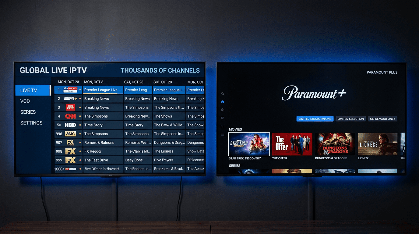 IPTV vs Paramount Plus Canada comparison — Royal Stream IPTV